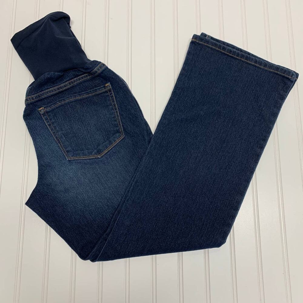Indigo Blue Over Belly Maternity Jeans Boot Leg Sz XS P